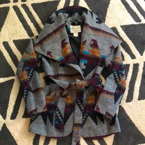 Cowgirl style tribal print pea coat